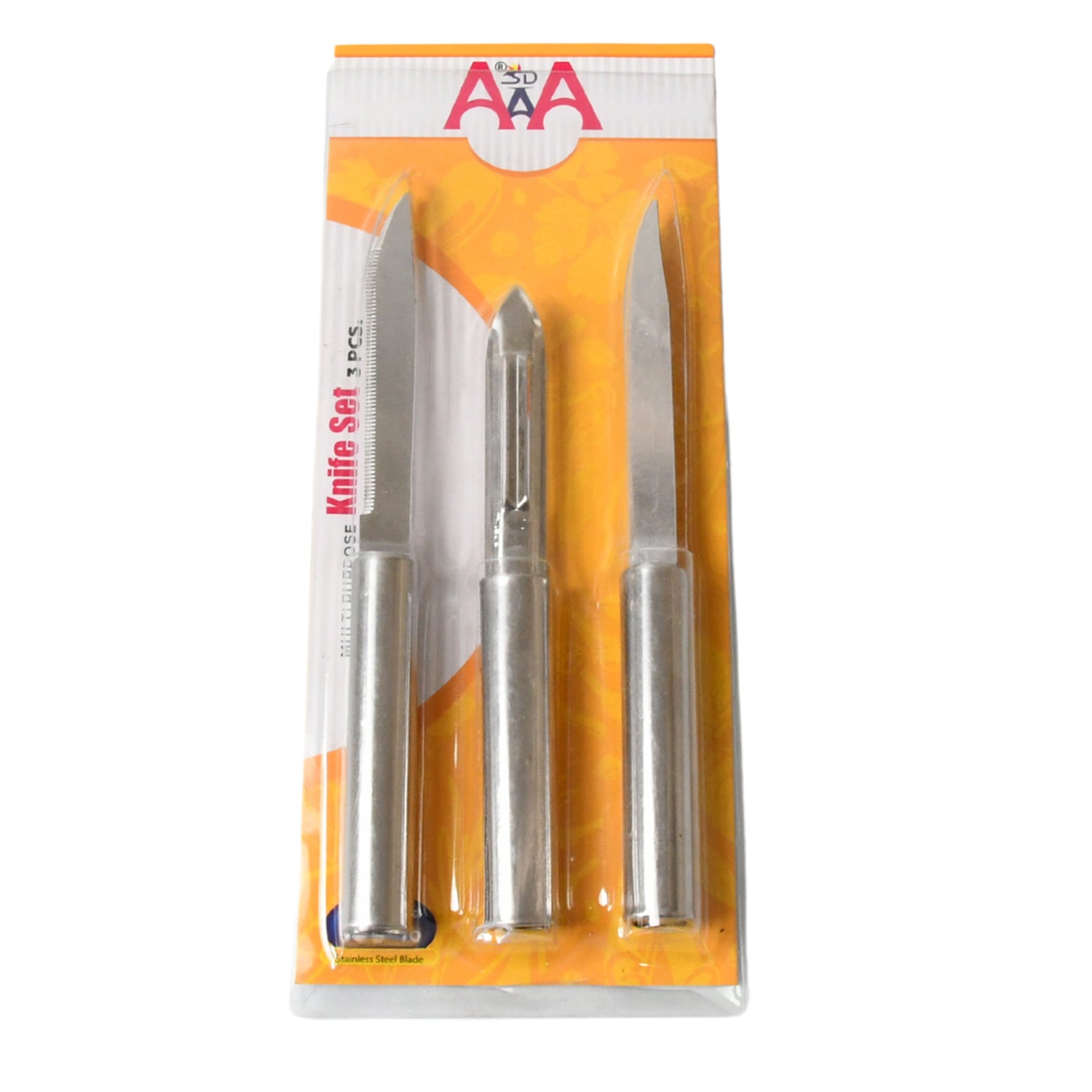 Stainless Steel Multipurpose Sharp Cutting Knife with Non-Slip Handle for Fruit, Meat and Vegetable Chopping (Pack Of 3) Stainless Steel Multipurpose Sharp Cutting Knife with Non-Slip Handle for Fruit, Meat and Vegetable Chopping (Pack Of 3)